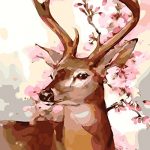 Fuumuui DIY Malen Nach Zahlen-Vorgedruckt Leinwand-Ölgemälde Geschenk für Erwachsene Kinder Kits Home Haus Dekor - Pink Deer 40*50 cm
